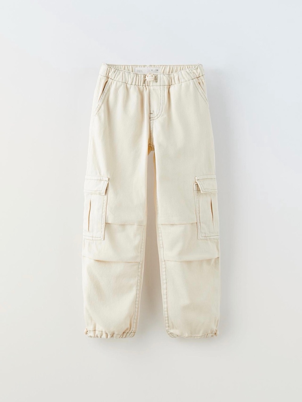 ZARA denim cargo parachute pants